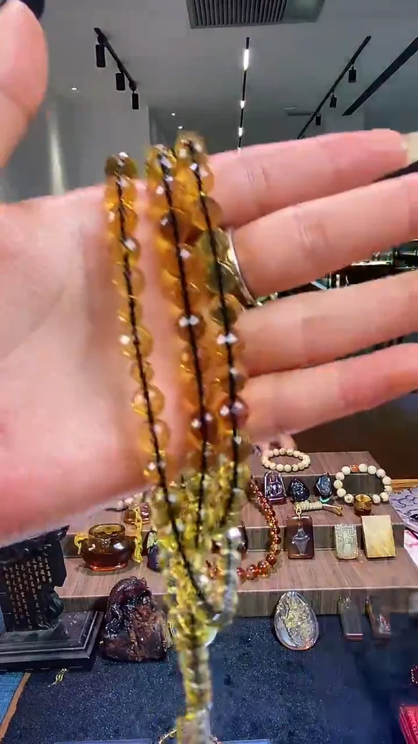 琥珀颈饰未镶嵌缅甸琥珀切割108