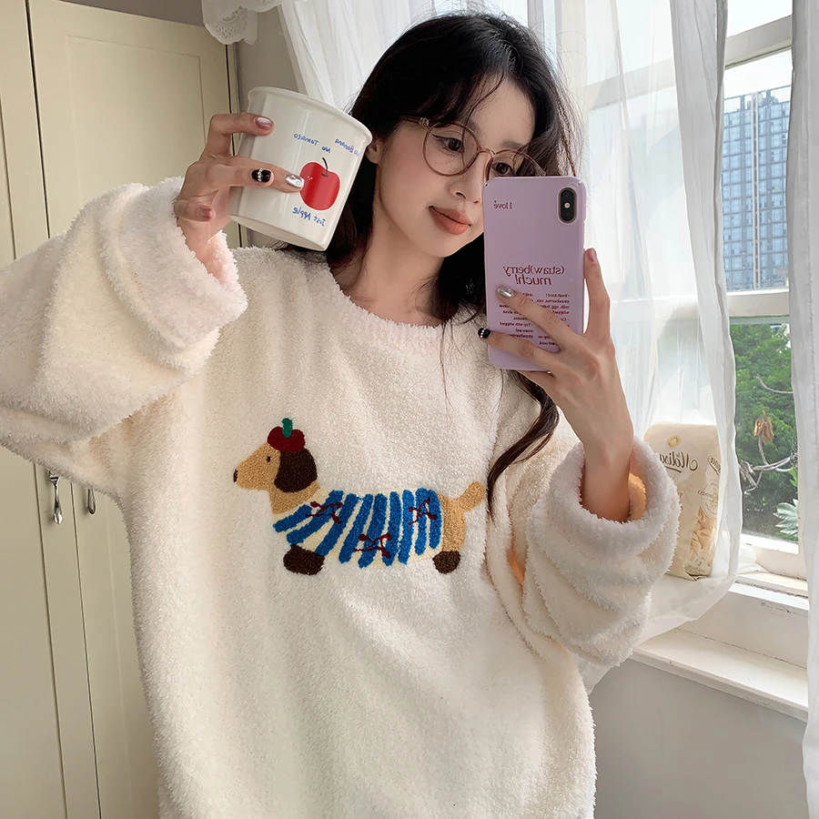 3【高品质睡衣厂家清仓】秋冬睡衣女加绒休闲可外穿保暖家居服