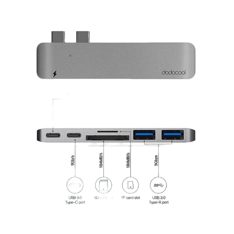 dodocool type c 适配器USB-C分线器雷拓展坞转接头MacBook dsp