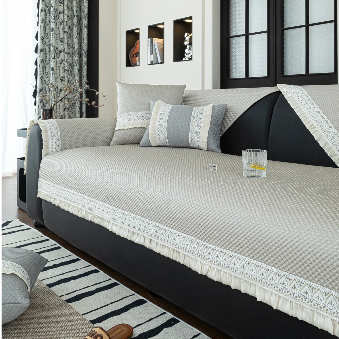 夏季冰感凉豆豆沙发垫防滑透气可机洗高端大气轻奢沙发巾盖布巾