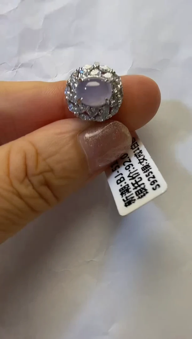 银S925镶嵌戒指翡翠925银镶缅甸A货翡翠戒指
