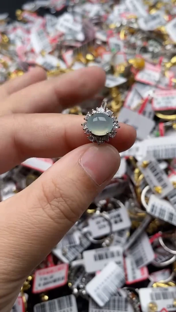 【闪购商品】翡翠戒指银S925镶嵌7777---6