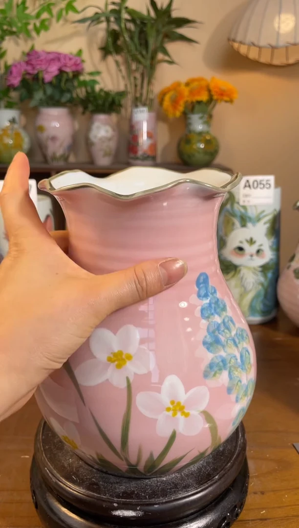 景德镇手工手绘陶瓷花瓶  无孔