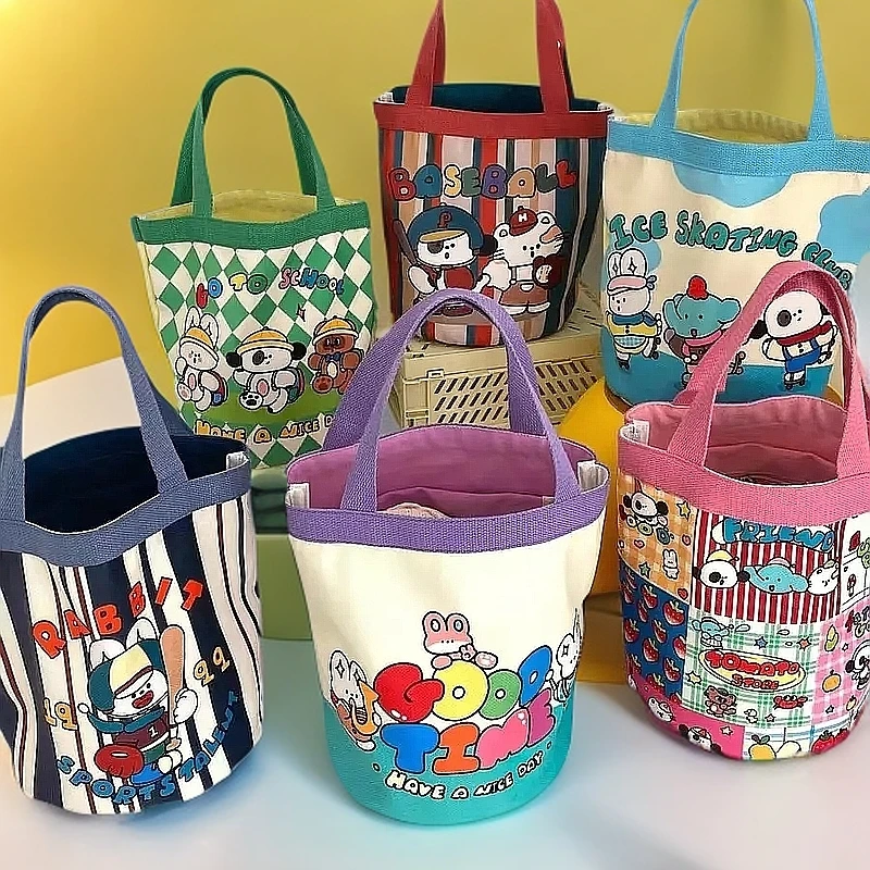 字母新款帆布包日系miki便当包手提包动物妈咪包新款卡通外出包包