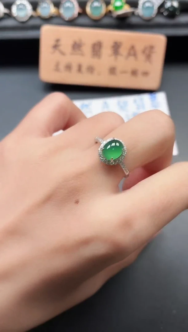 银S925镶嵌戒指翡翠1