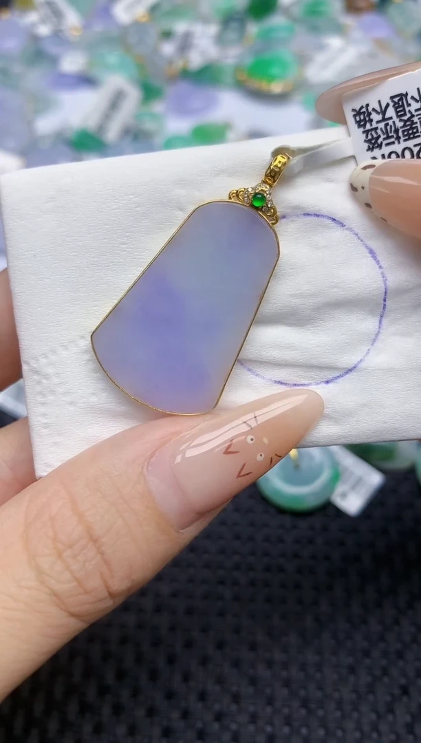 翡翠18K金镶嵌颈饰221   天然翡翠A货