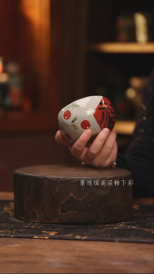 陶瓷  景德镇高温釉下手绘陶瓷@L438@