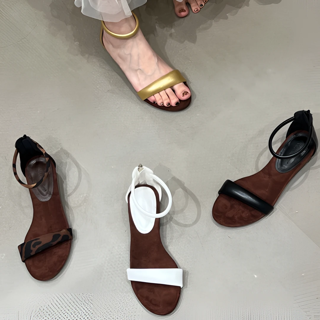 梦梦家 2336-1 法式低跟凉鞋女夏2025新款设计感时尚百搭一字扣带