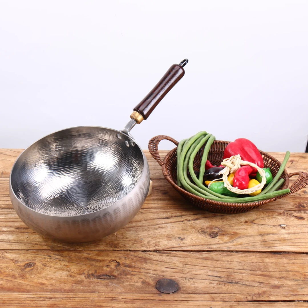 【臻德艺】手工锻打宗师大肚钛锅章丘手打大肚锅钛锅无涂层不粘锅