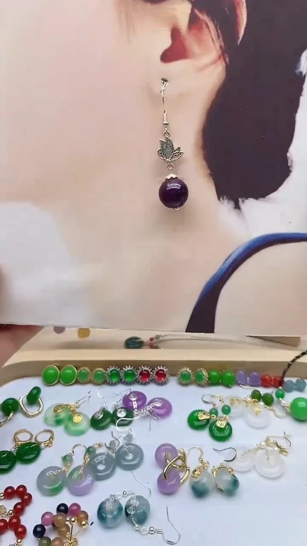 银S925镶嵌苏纪石（舒俱来）耳饰178