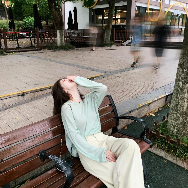 2025入春一整套女小个子圆领温柔慵懒风薄款针织上衣女休闲裤子女