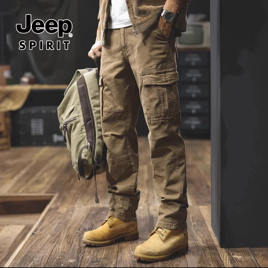 JEEPSPIRIT秋冬经典美式高端复古直筒工装裤男士弹力时尚百搭休闲