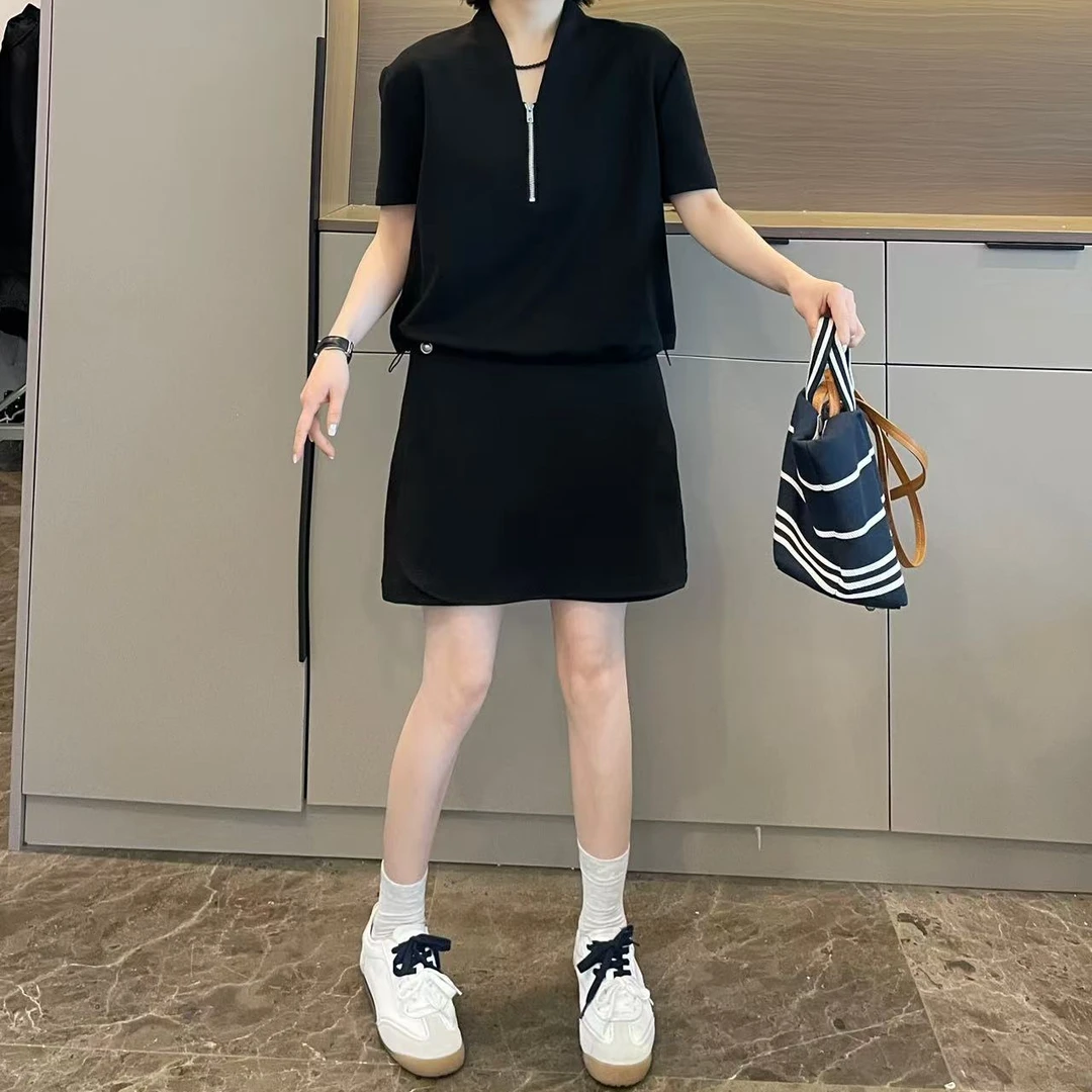 米可/MK-2009ZJ【V领半拉链套装】时尚休闲气质夏季新款两件套