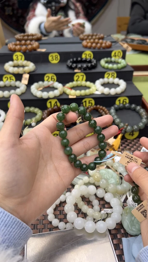 未镶嵌手串和田玉若羌木孜塔格碧玉手串卡10