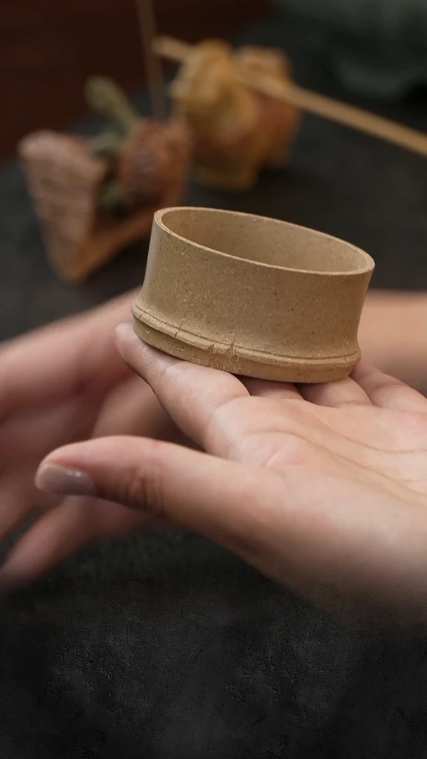 茶杯紫砂有梦甄选|一物一拍 竹节杯2号   本绿