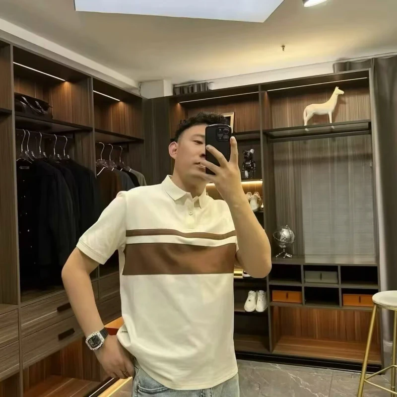 高端时尚Polo衫男短袖夏季新款潮流拼色休闲百搭翻领半袖宽松休闲