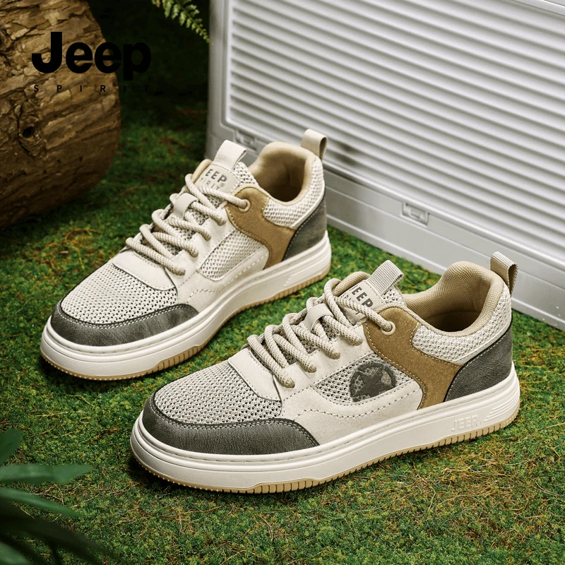Jeepspirit吉普板鞋夏季网面男鞋透气耐磨运动鞋男士百搭休闲鞋子