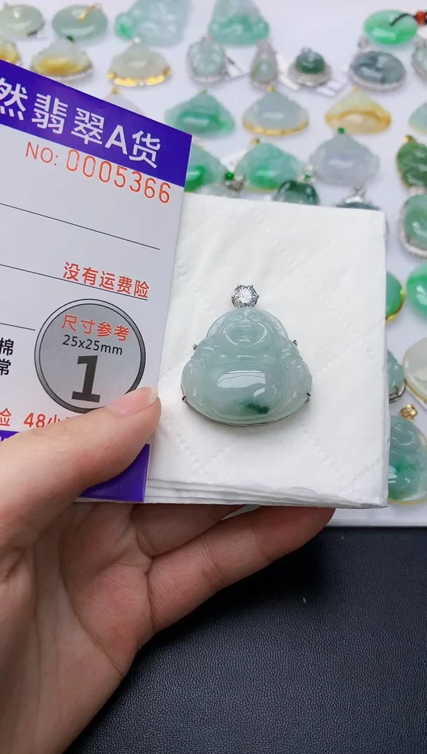 颈饰银S925镶嵌翡翠天然A货