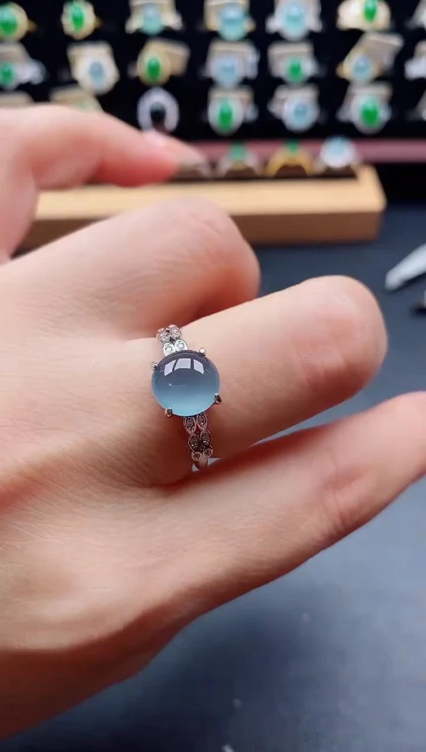 银S925镶嵌戒指翡翠1