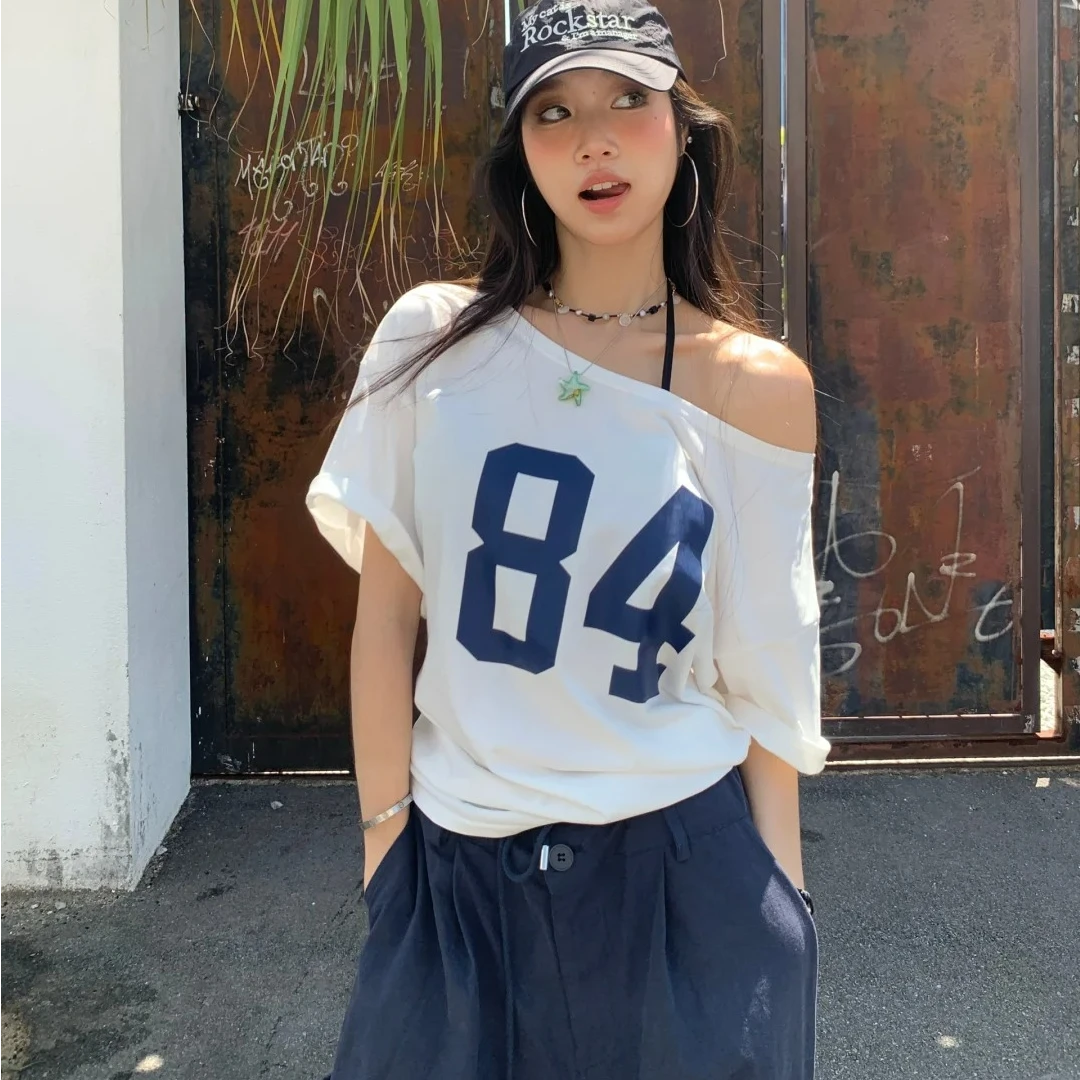 夏季小众女装短袖上衣美式穿搭设计感休闲字母印花t恤