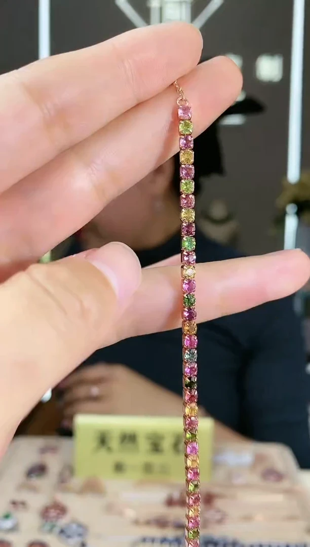 【闪购商品】碧玺手链银S925镶嵌手链