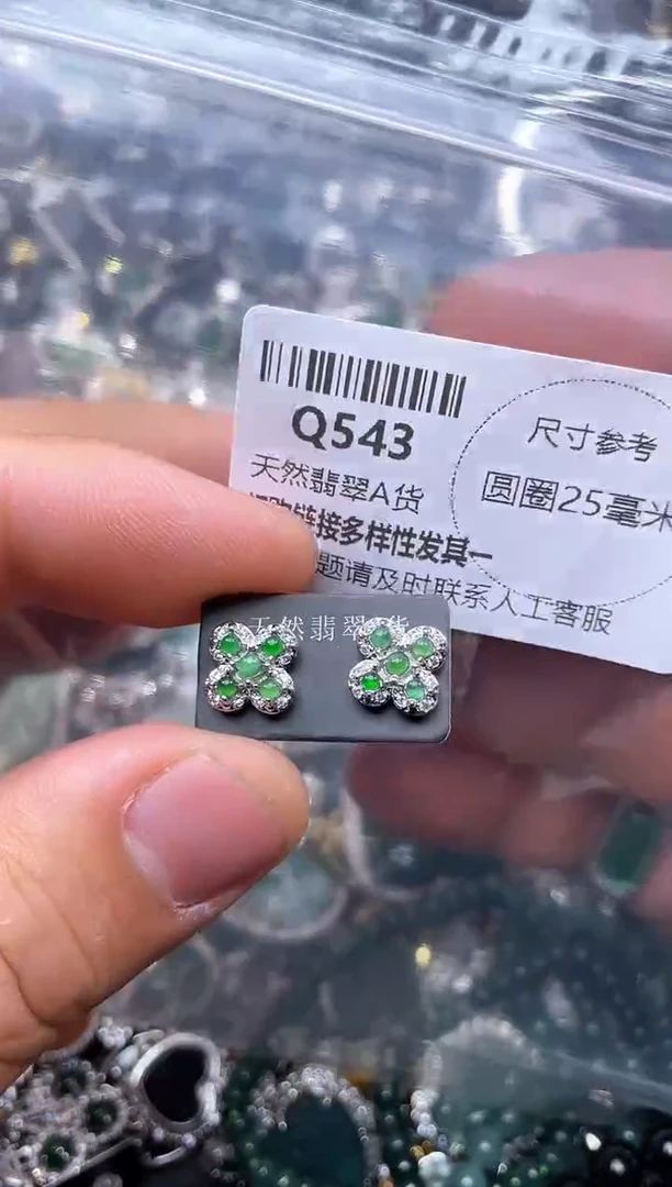 【闪购商品】翡翠颈饰未镶嵌Q543耳钉