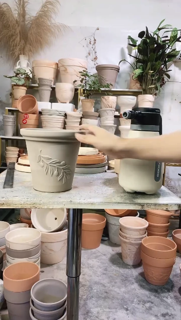 瑕疵无售后20*18灰陶橄榄枝 1盆无托