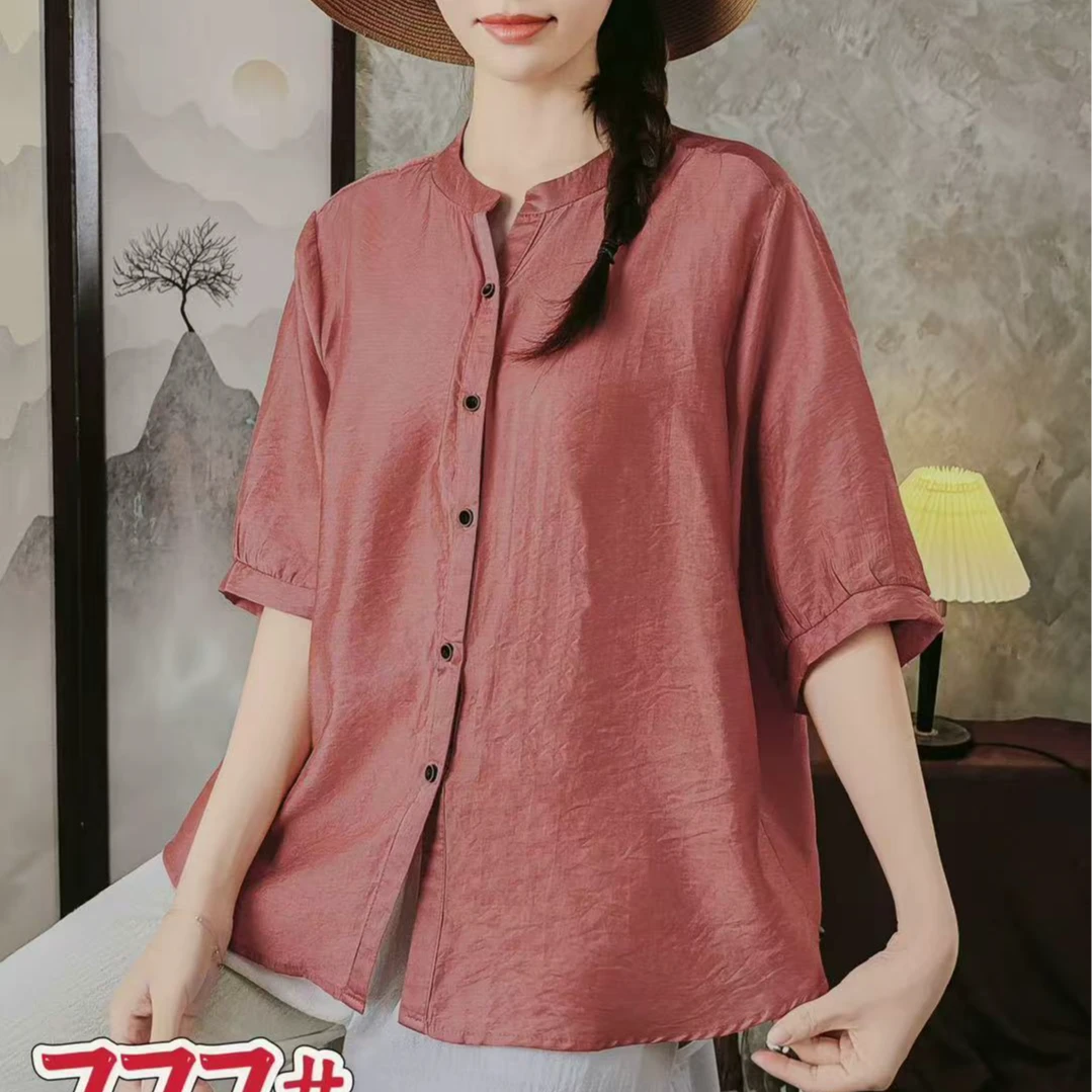12374新款夏季气质文艺时尚百搭休闲显瘦衬衫