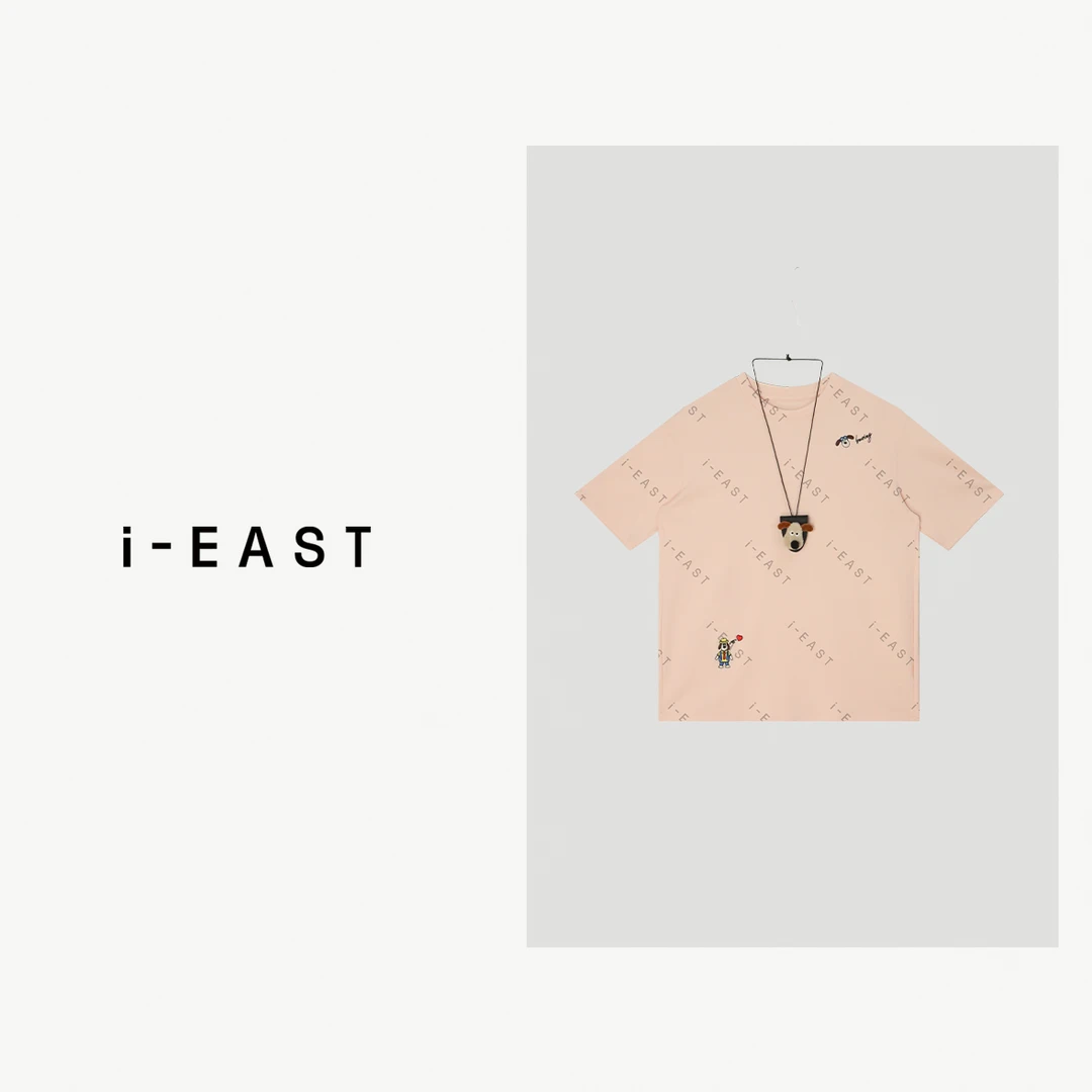 i-EAST 可爱小狗~彩绘圆领T恤短袖上衣-5C SY8307