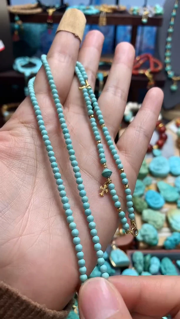 18K金镶嵌绿松石颈饰万能链3m+