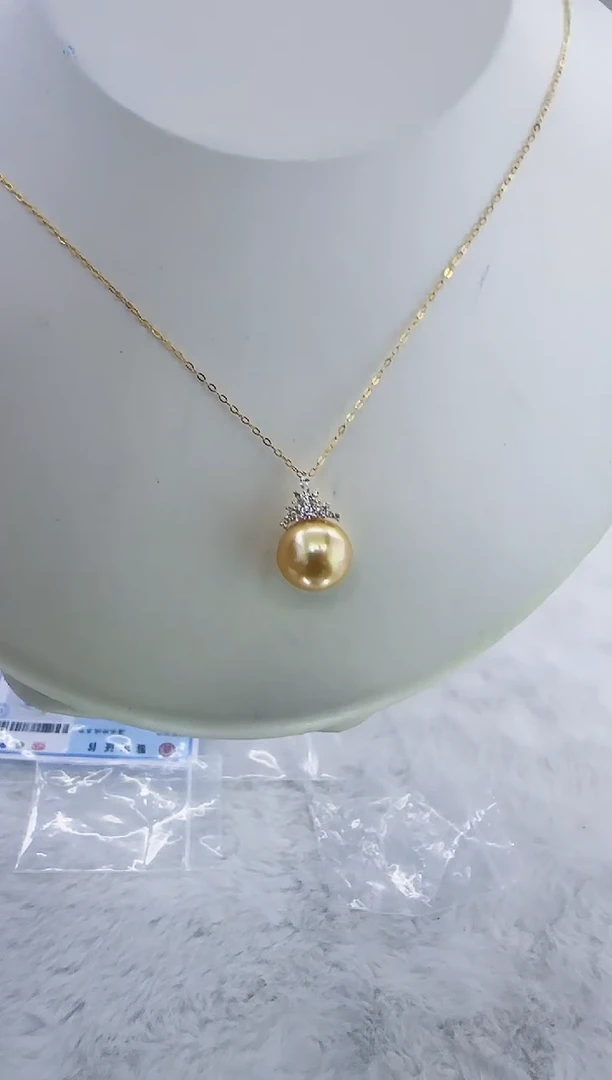 18K金镶嵌海水珍珠DA金珠吊坠12-13 ss179