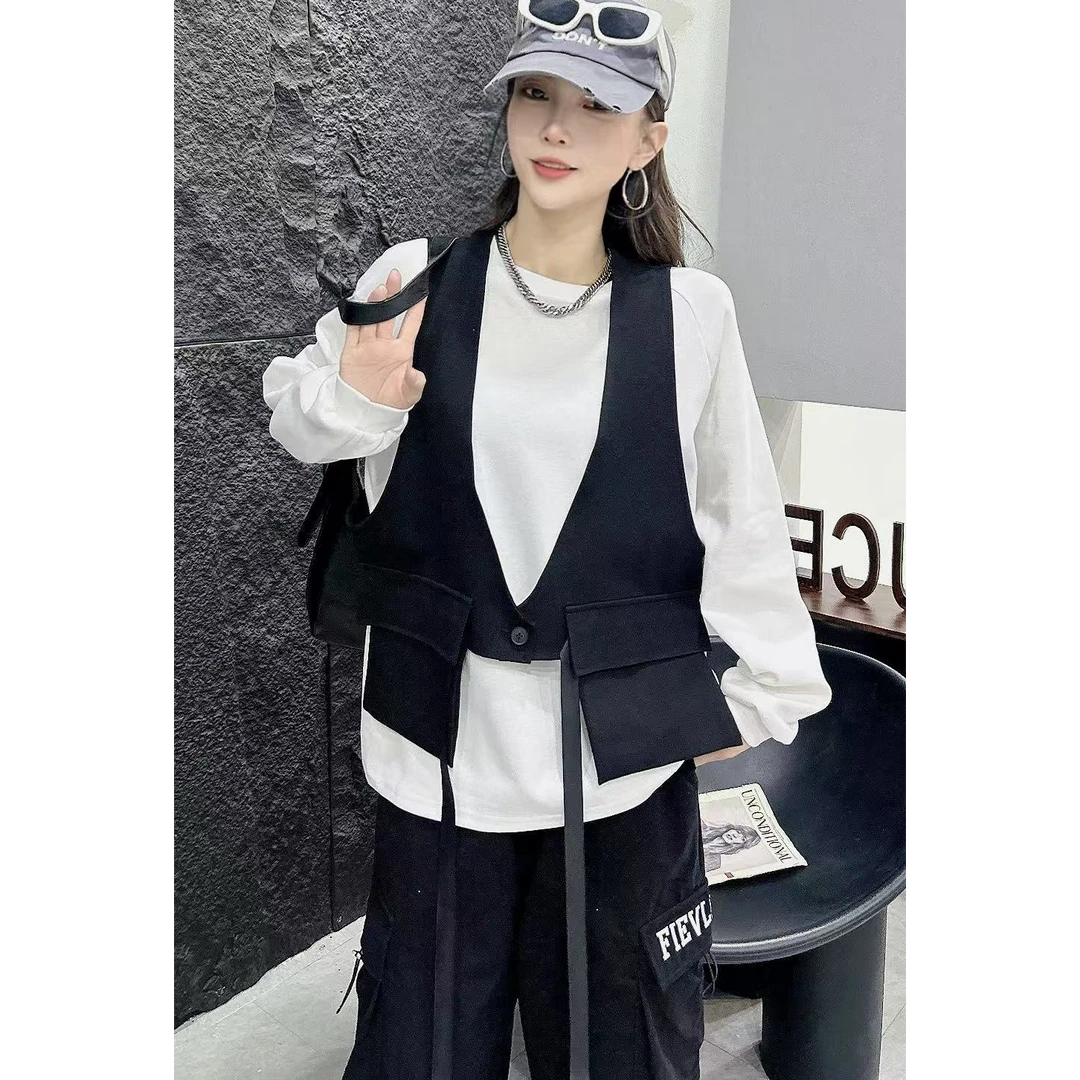 YTJ#6611休闲韩版百搭设计感时尚马甲