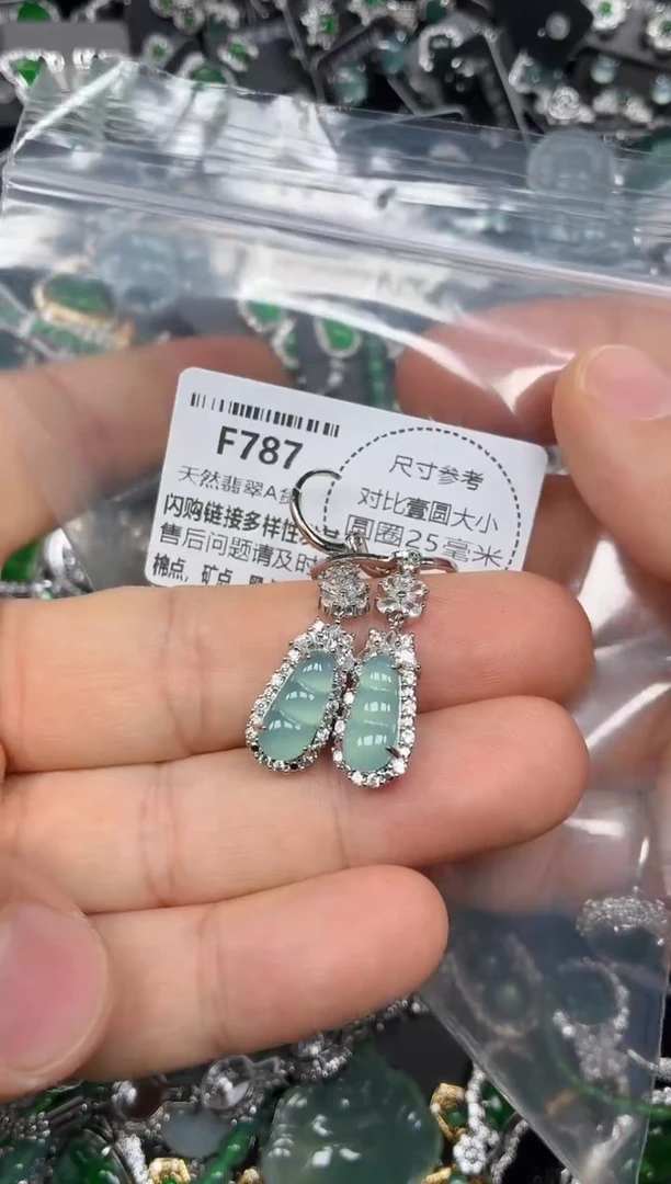 颈饰未镶嵌翡翠F787耳扣