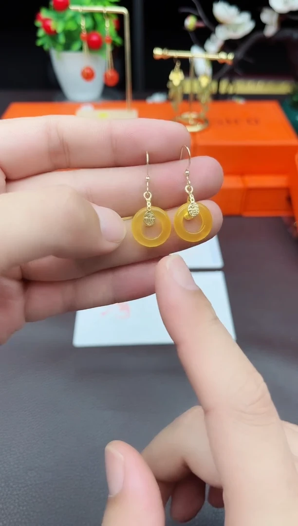 玛瑙/玉髓耳饰银S925镶嵌L40000