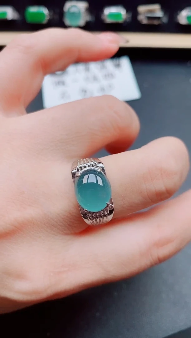 翡翠戒指银S925镶嵌1212121