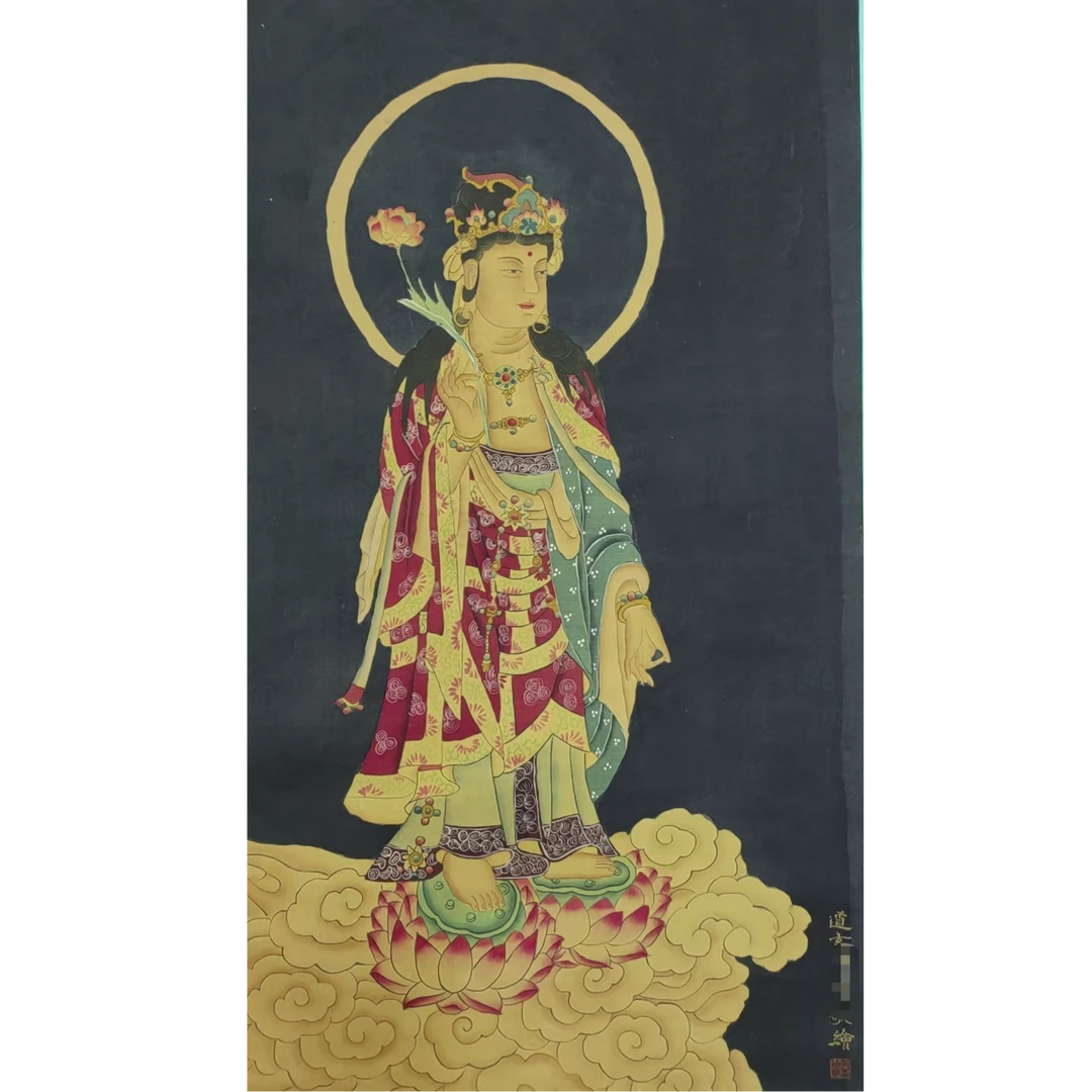 吴 绢布人物立轴85*45约3.4平尺