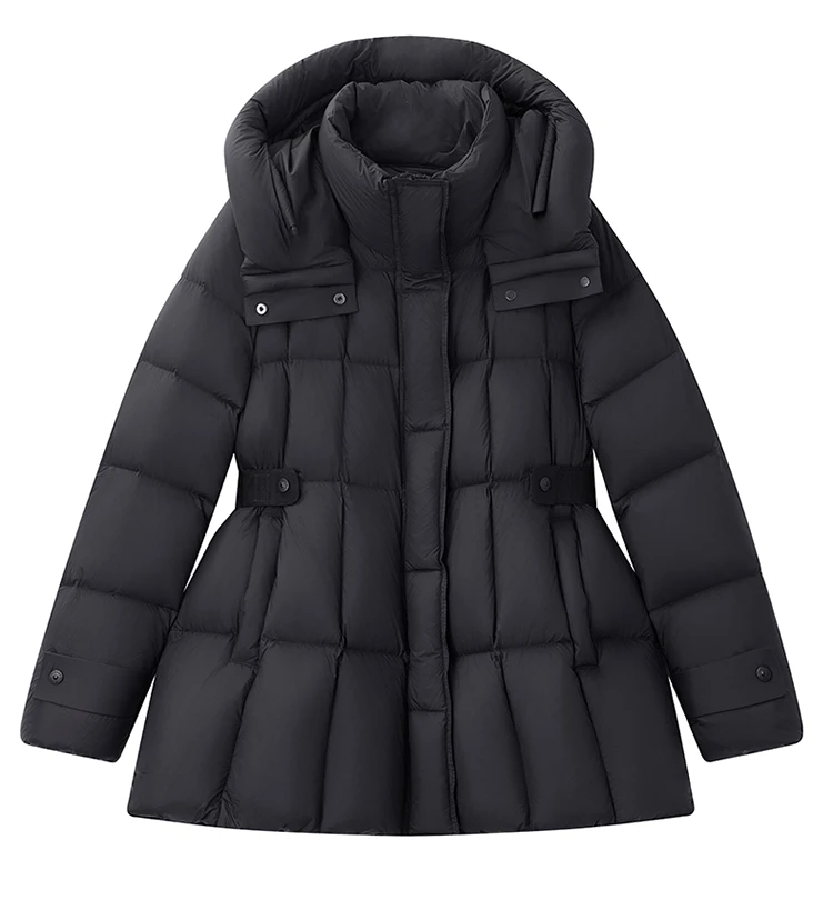 2025冬新款收腰连帽时尚显瘦保暖三档调节羽绒服