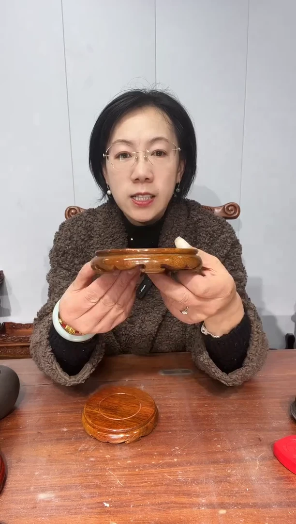 木老花圆形小盘几两个11*12*2.6