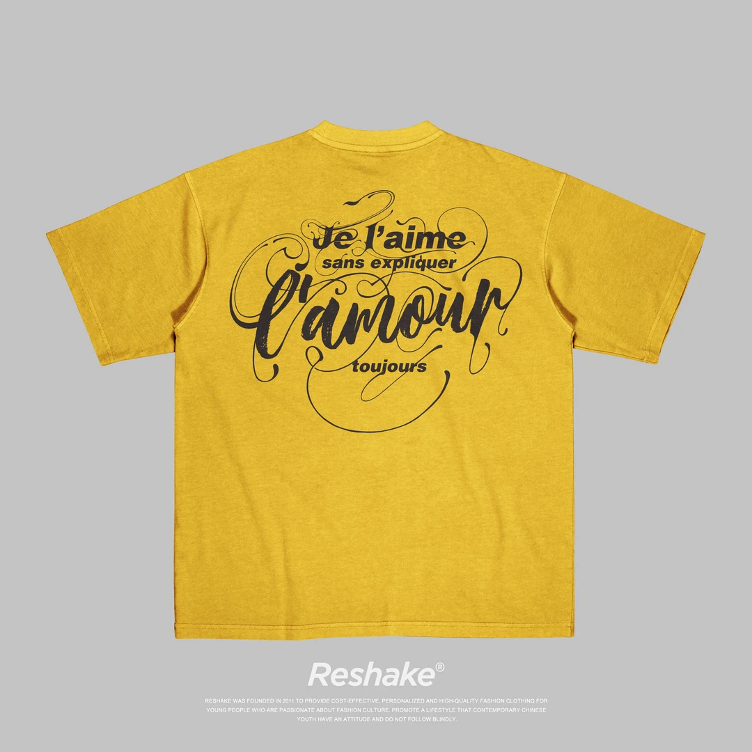 RESHAKE/后型格夏季后背印花短袖T恤男女同款