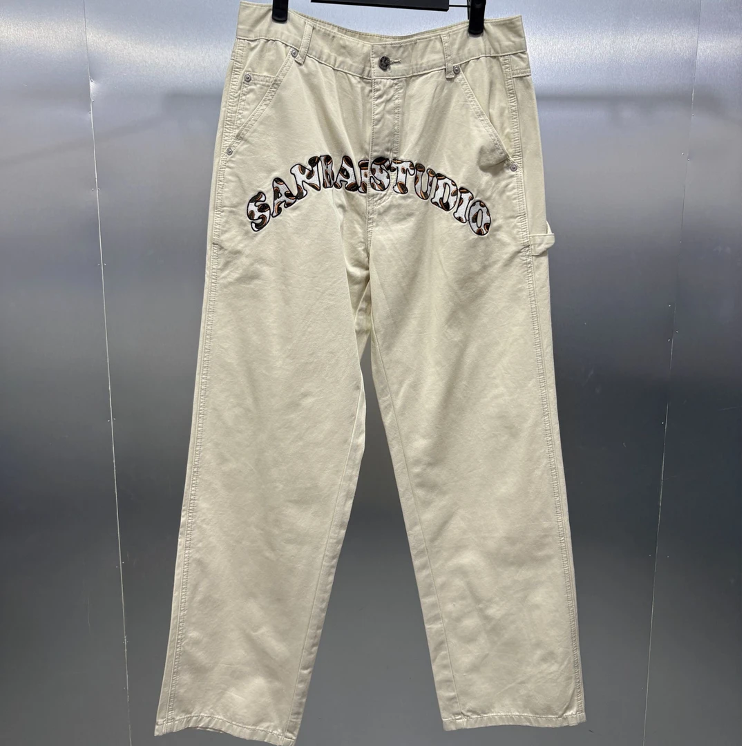 B05-41009-SAN正面字母刺绣印花时尚直筒牛仔裤