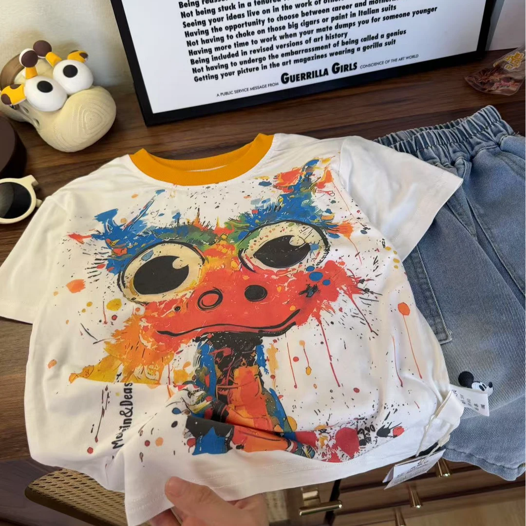 YM【JMJQ 25168】夏季新款中小童韩版大面积蛇宝宝印花短袖体恤