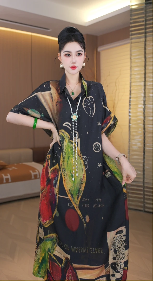 【桂芳】夏季新款休闲百搭显白不闷热洋气显年轻显瘦连衣裙-7755#