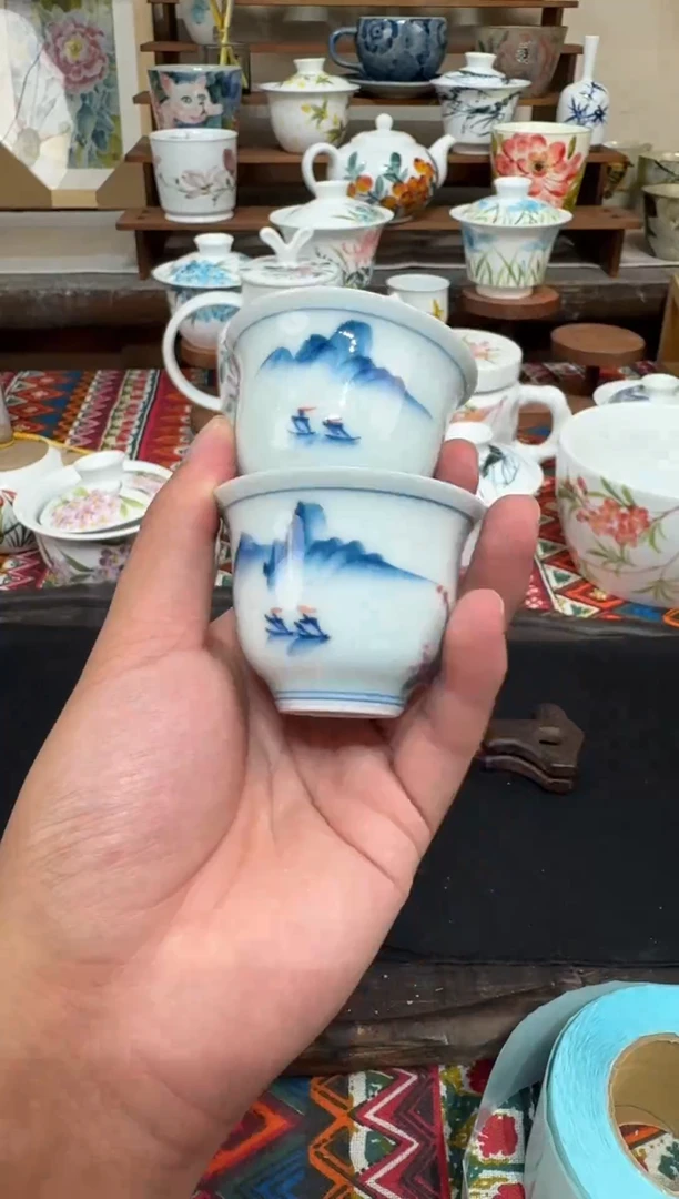 瓷片陶瓷高端国画手工釉下陶瓷浮力价