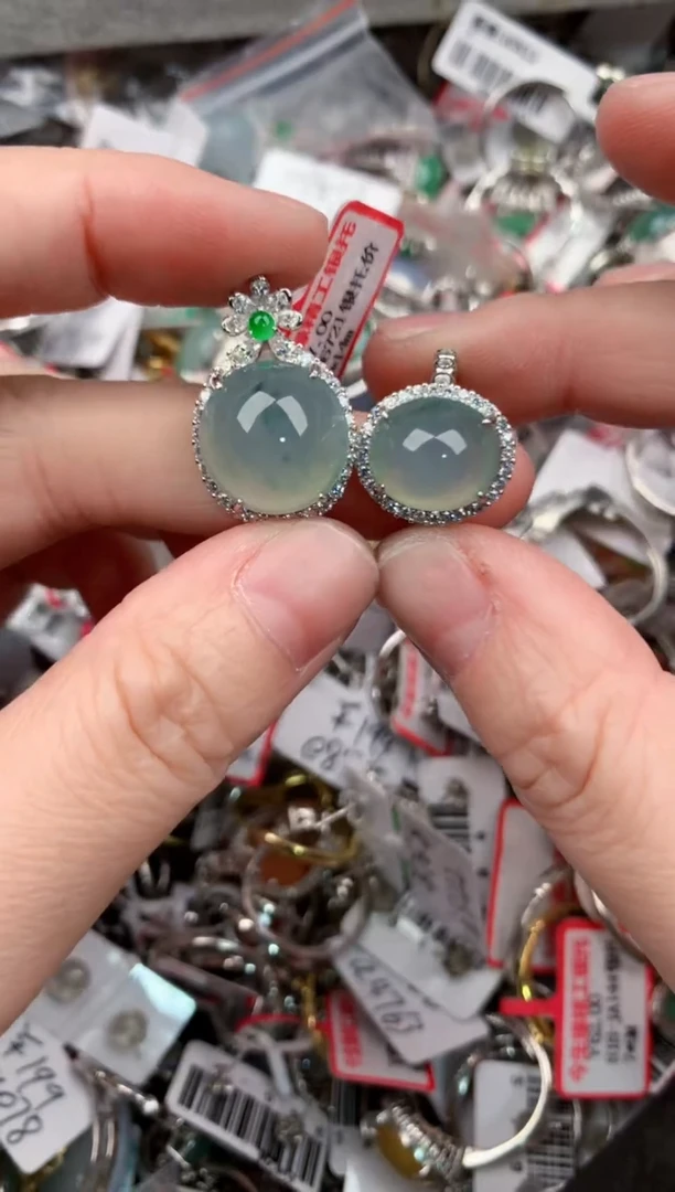 银S925镶嵌戒指翡翠15            7