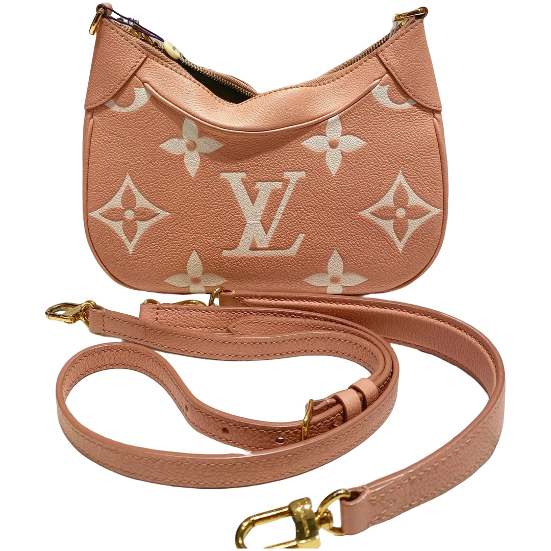 99新 LV lv新款Bagatelle粉牛角包（12631）