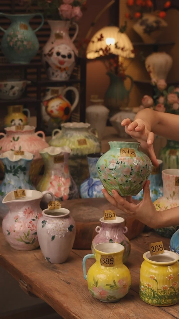 陶瓷景德镇设计师手作花器摆件侘寂风313