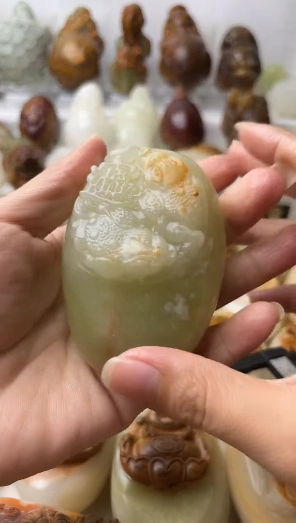石材方解石手把摆件不退换金蟾微瑕