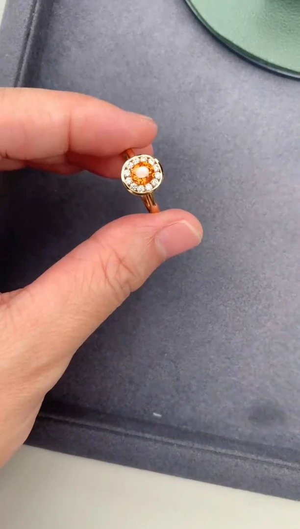 【闪购商品】石榴石（芬达石）戒指18K金镶嵌1.1ct芬达戒指