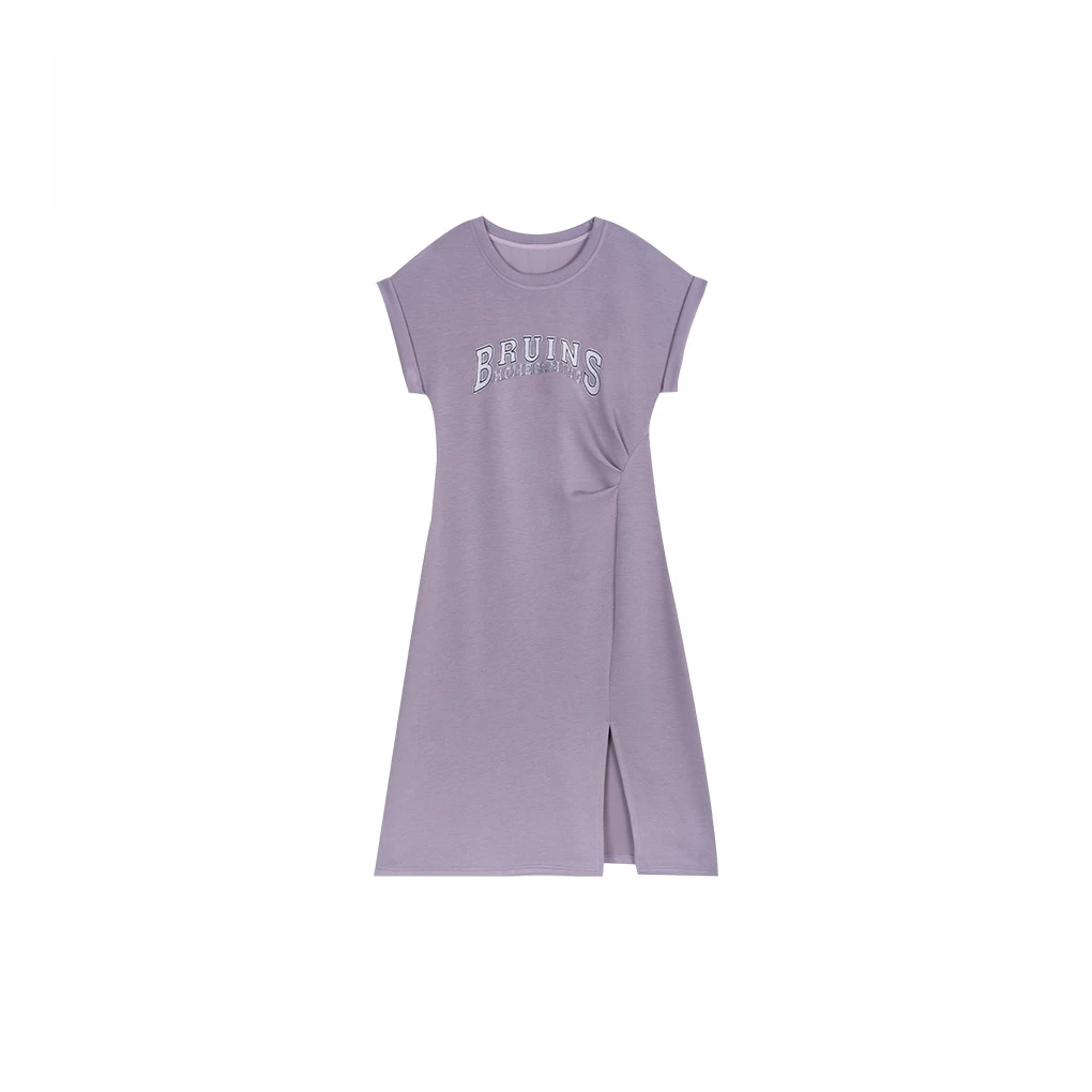 『大眼妹儿专属』2025夏季新款休闲圆领开叉设计感显瘦连衣裙