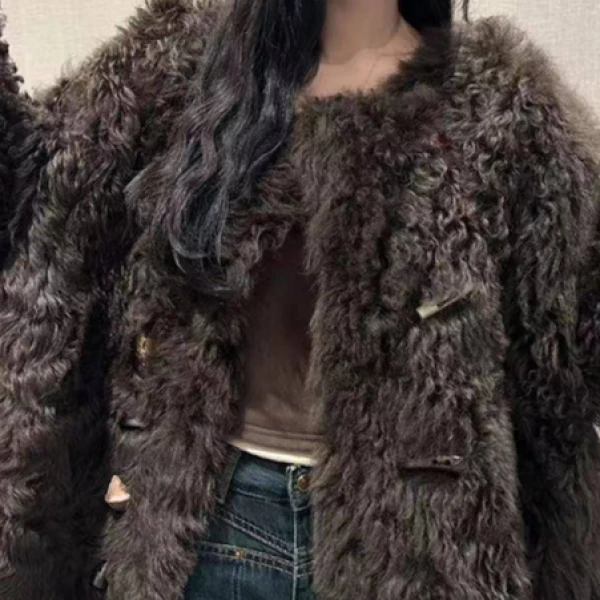 HERDERS 深卡其潮流时尚皮草外套 236597